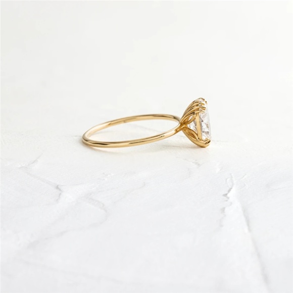 Sterling Silver Simulated Diamond Solitaire Gold Ring - Picture 3 of 7